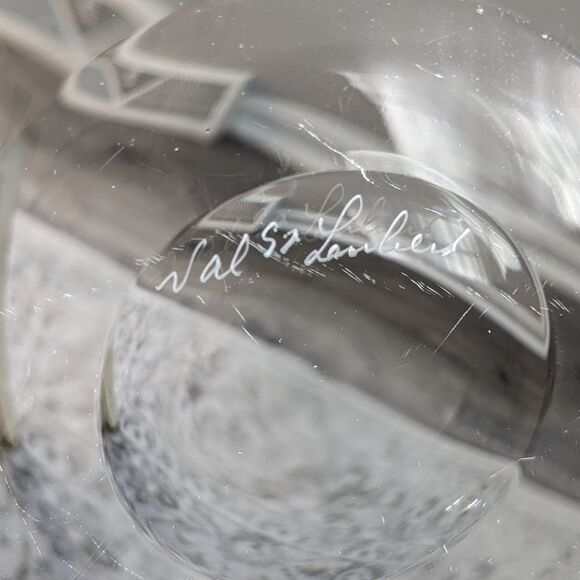 Vtg MCM 1960s Val St. Lambert Platter Romy Signed Heavy Crystal 13" Sandwich - Picture 2 of 14